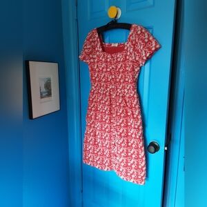 Vintage Cath Kidston Red White Broderie Dress UK 12